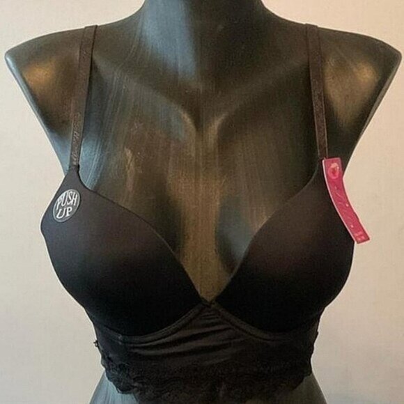 Black Full coverage Halter style push-up bra - Picture 1 of 3
